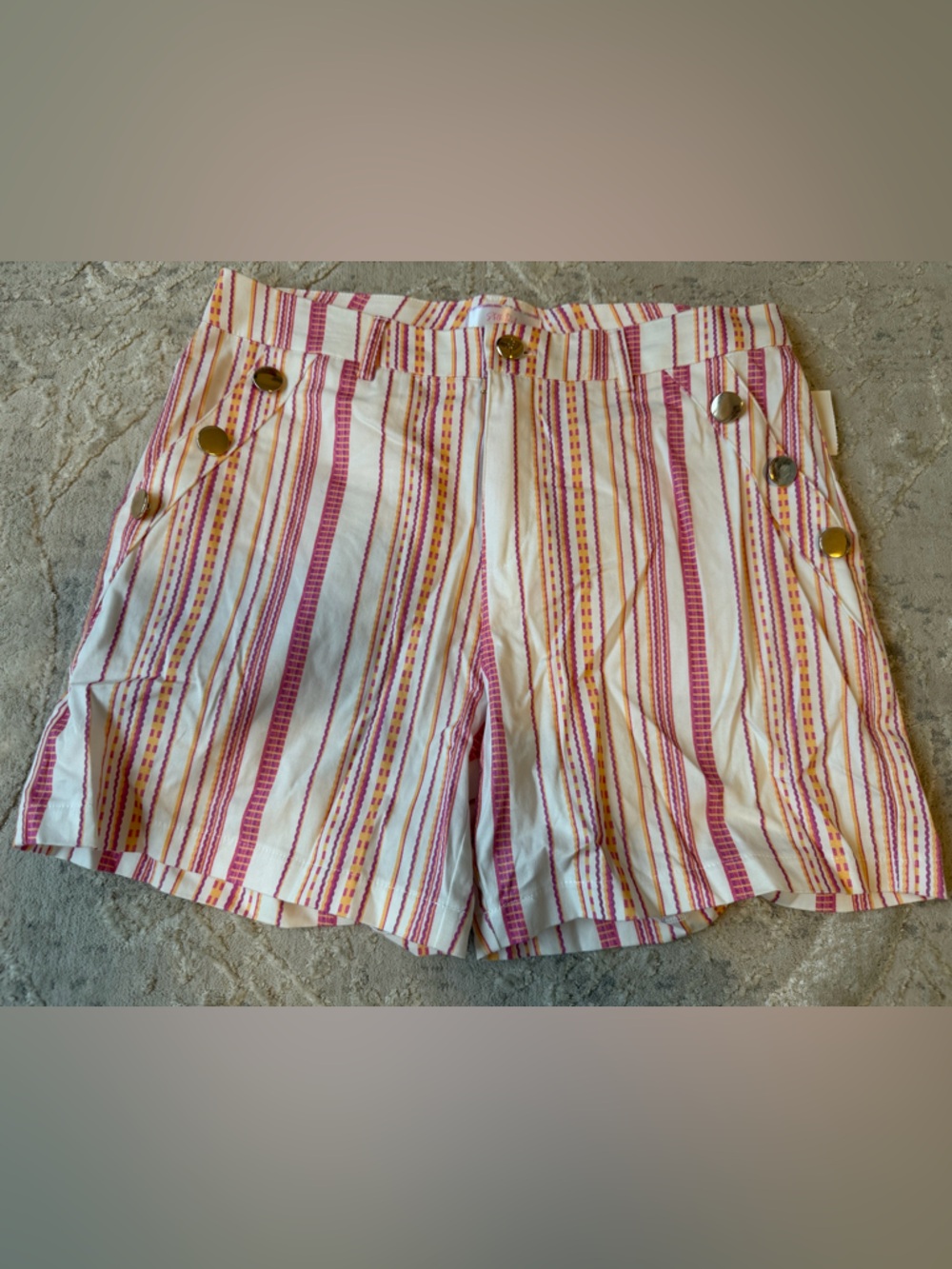 Stella Parker white pink orange sailor shorts -women’s 6
